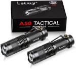 LETMY Tactical Mini Flashlight with Belt Clip (2 Pack)
