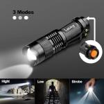 LETMY Tactical Mini Flashlight with Belt Clip (2 Pack)