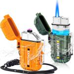 2 Pack Waterproof Windproof Dual Arc Plasma Lighters