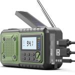 5000mAh Crank Emergency Radio: Weather, Solar, Alarm, Charger
