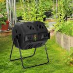 Outdoor Dual Chamber Compost Bin - Black