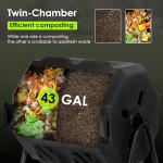 Outdoor Dual Chamber Compost Bin - Black