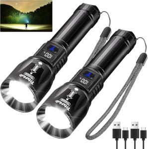 TrixHub 2-Pack Super Bright Rechargeable Flashlights
