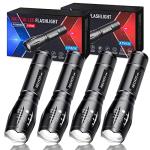 RECHOO 4-Pack Tactical Zoomable LED Flashlights
