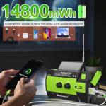 4000mAh Solar Crank Weather Radio: AM/FM/NOAA, Flashlight