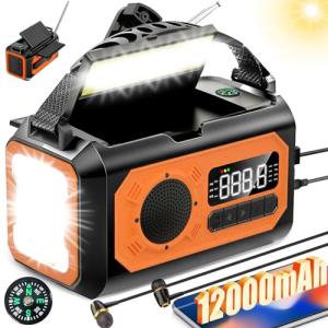 12000mAh Multi-Function Emergency Radio with Solar Panels
