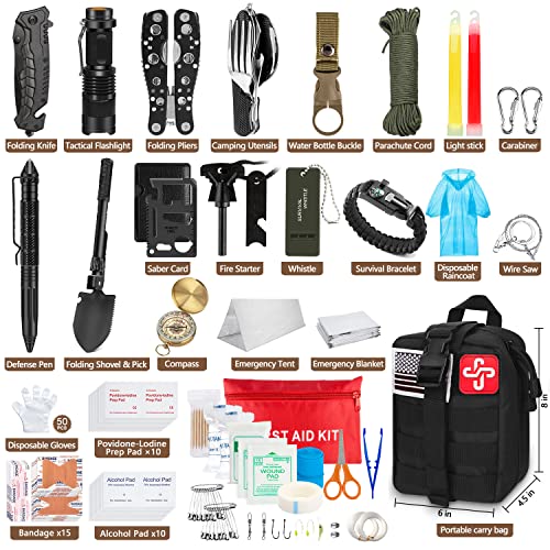 238Pcs Emergency Survival Kit with Tactical Molle Pouch