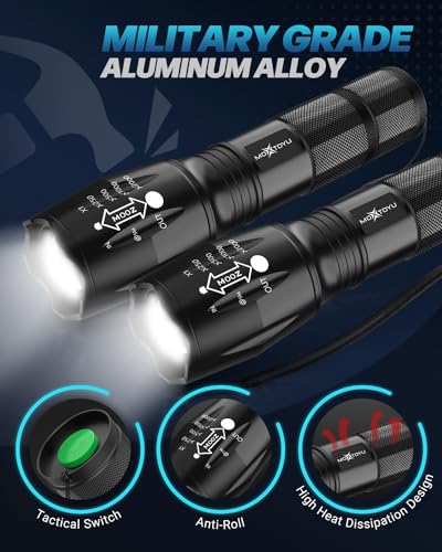 2000 Lumen Tactical LED Flashlight Set - 2 Pack