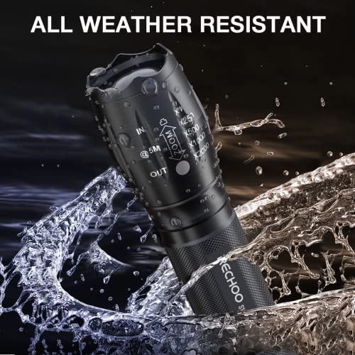 RECHOO 4-Pack Tactical Zoomable LED Flashlights