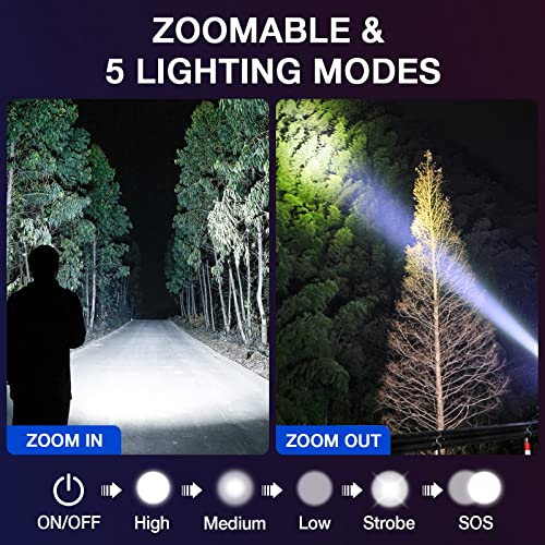 RECHOO 4-Pack Tactical Zoomable LED Flashlights