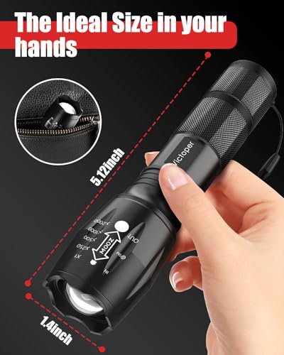 Victoper Tactical Flashlight 2 Pack, Bright 2000 Lumens