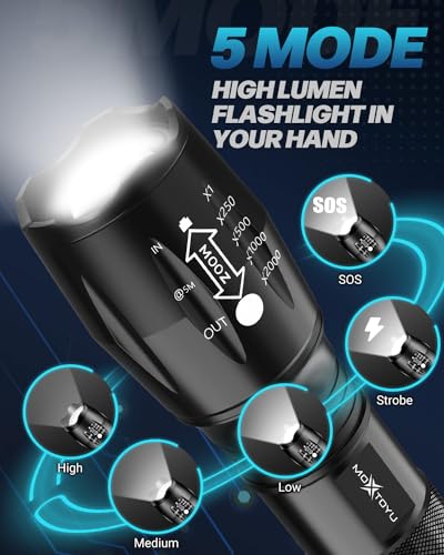 2000 Lumen Tactical LED Flashlight Set - 2 Pack
