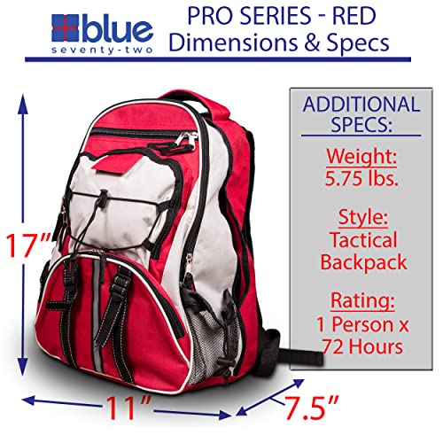 Deluxe 72 Hour Emergency Backpack Survival Kit - Red