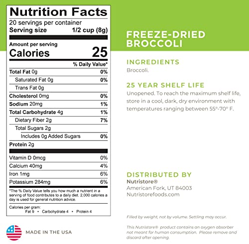 Nutristore Freeze Dried Broccoli | Long-Term Emergency Veggie