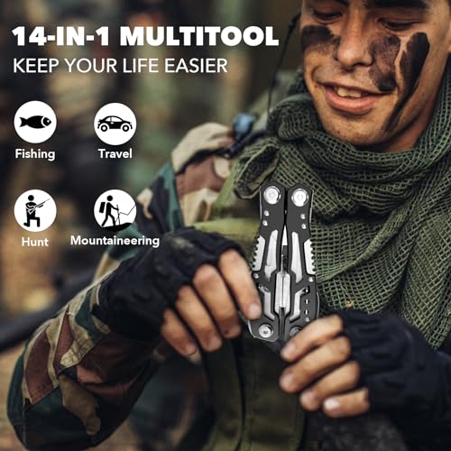 14-In-1 Multitool: Professional Stainless Steel for Survival, Camping