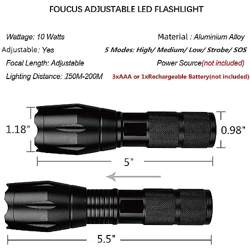 2 Tactical Flashlights - 5 Modes, 3000 Lumens