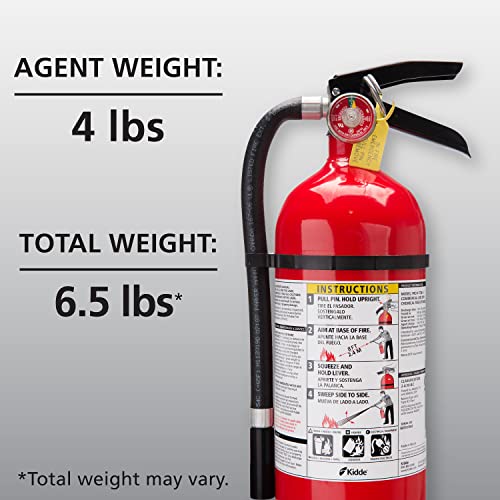 Kidde Pro 210 Fire Extinguisher, Multi-Purpose, 4 lbs