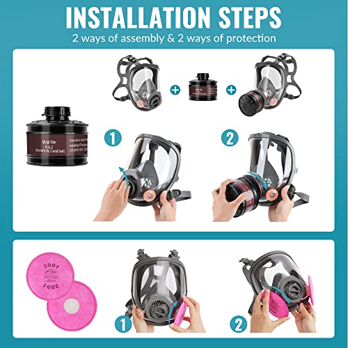 40mm Gas Mask with Filter - Full Facepiece Respirator