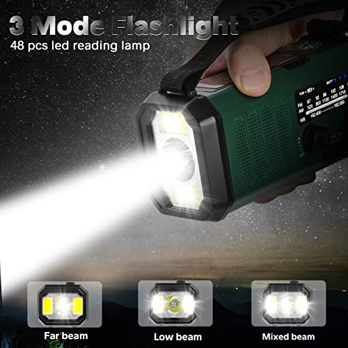 10K mAh Emergency Crank Solar Radio - Camp Green