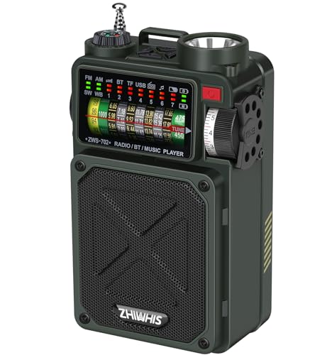 Bluetooth Shortwave Radio with Solar, Hand Crank & NOAA
