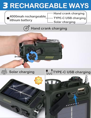 Bluetooth Shortwave Radio with Solar, Hand Crank & NOAA