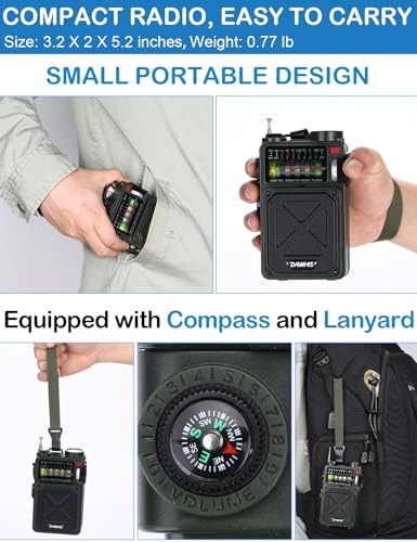 Bluetooth Shortwave Radio with Solar, Hand Crank & NOAA
