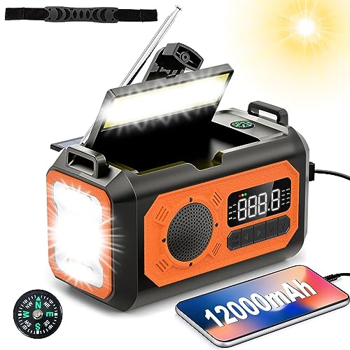 12000mAh Multi-Function Emergency Radio with Solar Panels