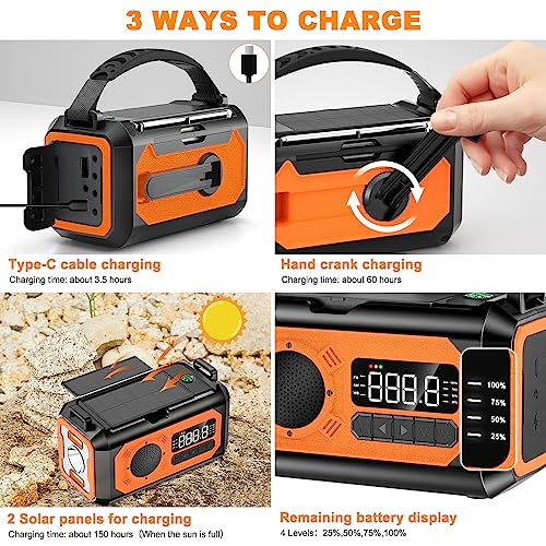 12000mAh Multi-Function Emergency Radio with Solar Panels