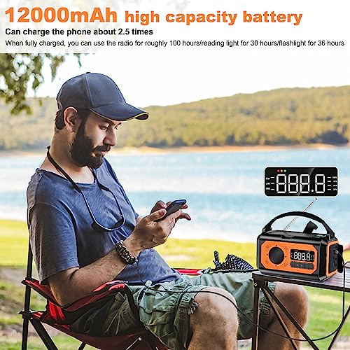 12000mAh Multi-Function Emergency Radio with Solar Panels