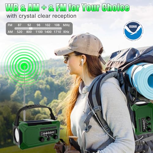 10KmAh Crank Radio: Flashlight, Weather Alert, Phone Charger