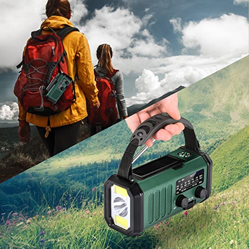 Portable 10000mAh Weather Radio: Crank, Solar, USB Charger