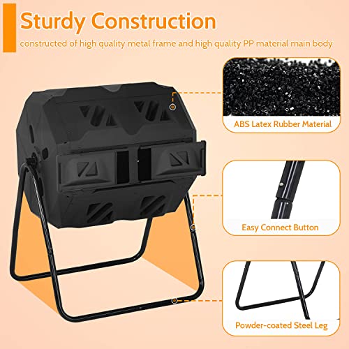 Dual Chamber Outdoor Compost Bin - 43 Gallon