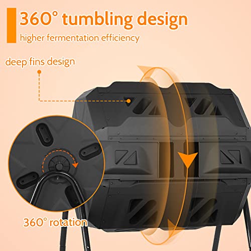 Dual Chamber Outdoor Compost Bin - 43 Gallon