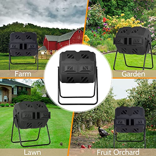 Dual Chamber Outdoor Compost Bin - 43 Gallon