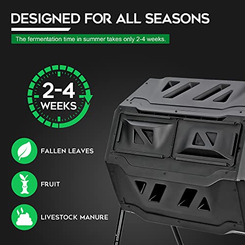Large Dual Chamber Tumbling Composter - BPA Free