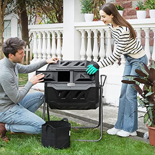 VIVOSUN Dual Rotating Tumbling Composter, 43 Gallon Black