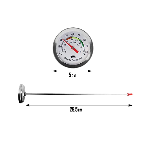 Stainless Steel Compost Thermometer - Dial & Probe