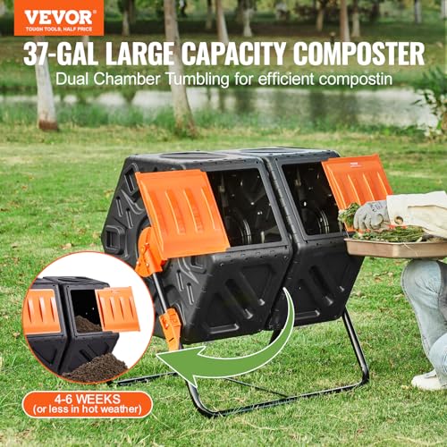 37-Gal Dual Chamber Composting Tumbler for Self-Reliance