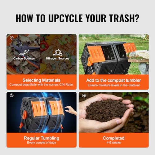 37-Gal Dual Chamber Composting Tumbler for Self-Reliance