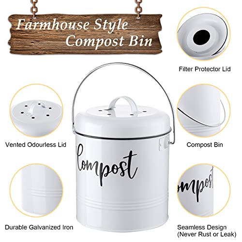 DAYYET Farmhouse Kitchen Compost Bin - 1.3 Gallon
