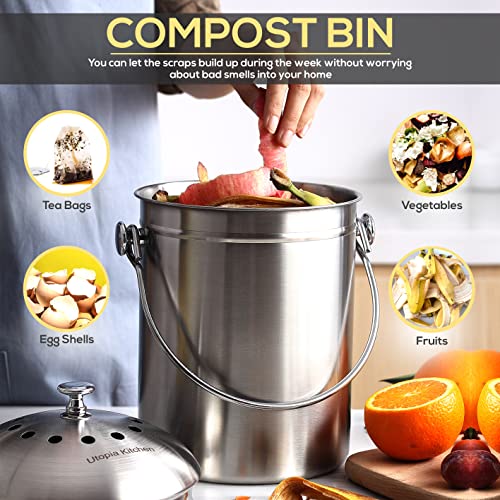 Utopia Kitchen Countertop Compost Bin - 1.3 Gallon