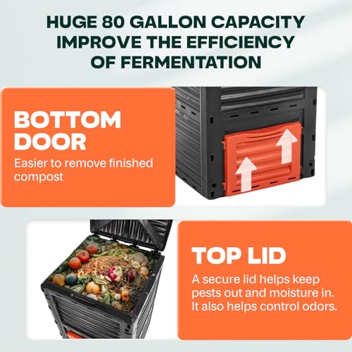 Idzo Garden Outdoor Compost Bin: 80Gallon, Easy Assembling