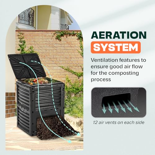 Idzo Garden Outdoor Compost Bin: 80Gallon, Easy Assembling