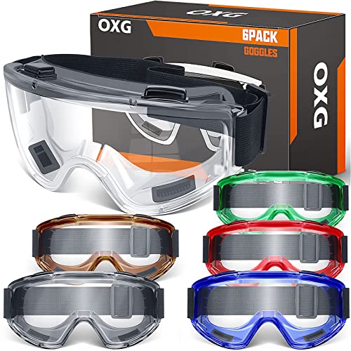 6 Pack ANSI Z87.1 Safety Goggles: Eye Protection