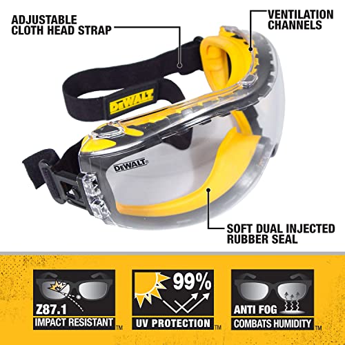 Dewalt Clear Anti-Fog Dual Mold Safety Goggle