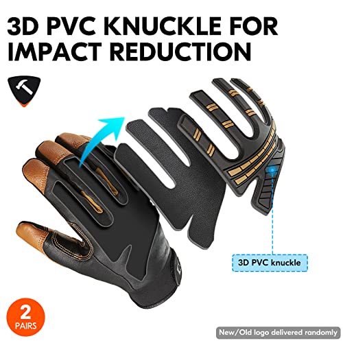 Winter Waterproof Mechanic Gloves - XL, Brown (2 Pairs)