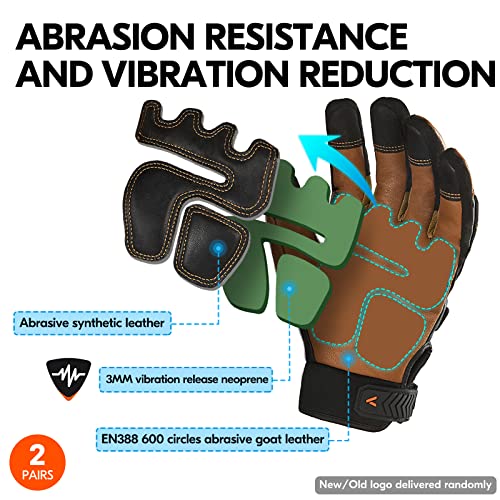 Winter Waterproof Mechanic Gloves - XL, Brown (2 Pairs)