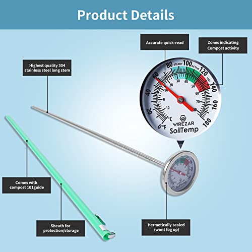 Compost Soil Thermometer for Gardening - Fahrenheit/Celsius