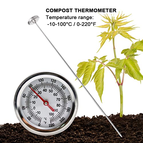 20" Stainless Steel Compost Thermometer - Dual Fahrenheit/Celsius