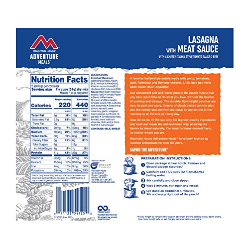 Mountain House Lasagna: Freeze Dried Backpacking & Camping Food